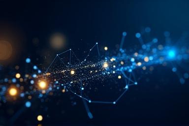 Bild: Datenflüsse und API-Symbole, die eine nahtlose Integration astrologischer Daten symbolisieren